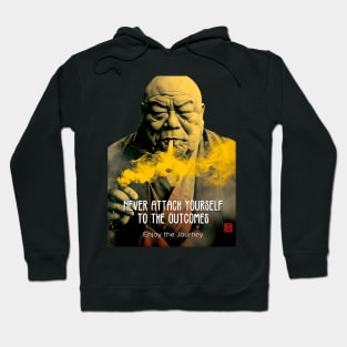 Puff Sumo: Never Attach Yourself to the Outcomes  on a  dark (Knocked Out) background Hoodie